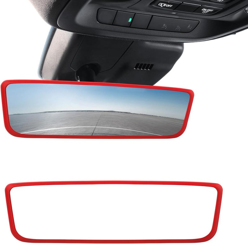 FSTURIOS Car Rear View Mirror Protector Frame, Silicone Rearview Mirror Edge Protective Cover, Automotive Mirrors Trim Frame Decoration Compatible with Model 3 Y X S Semi 2014-2024 (Red) - Image 1